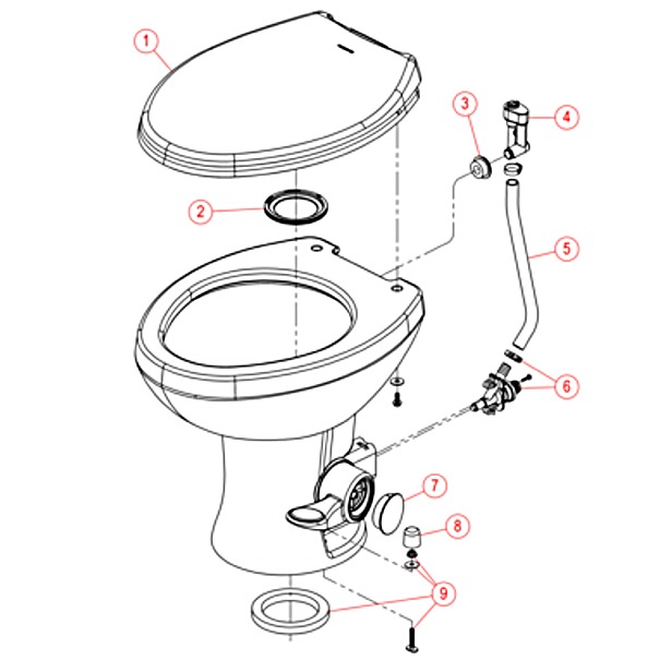 420 Platinum China Toilet in Bone, Dometic 9610008282 - Image 2