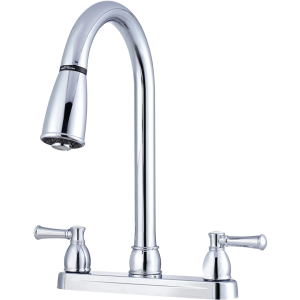 Non-Metallic Dual Lever Pull-Down RV Kitchen Faucet , Dura Faucet DF-PK350L-CP