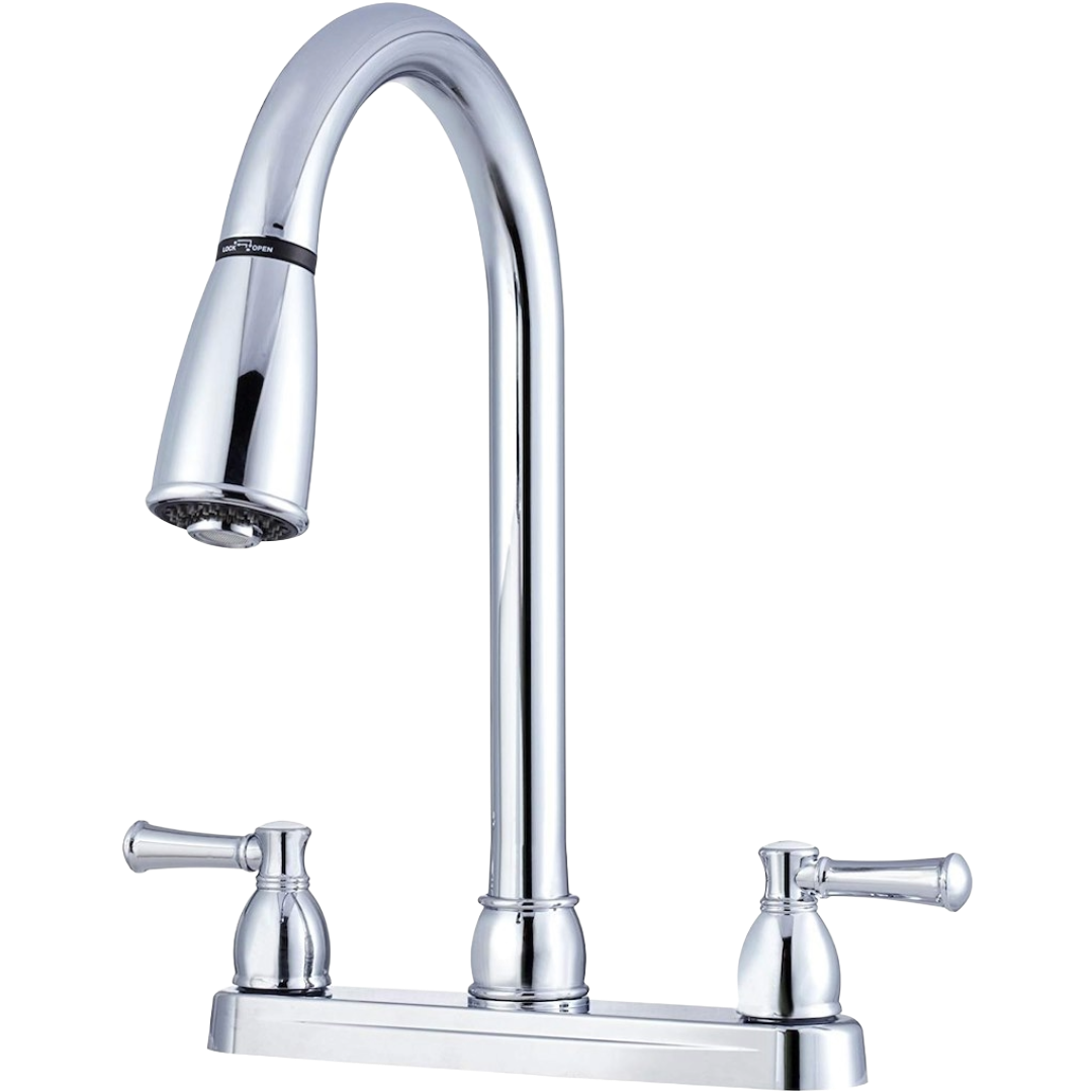 Non-Metallic Dual Lever Pull-Down RV Kitchen Faucet , Dura Faucet DF-PK350L-CP