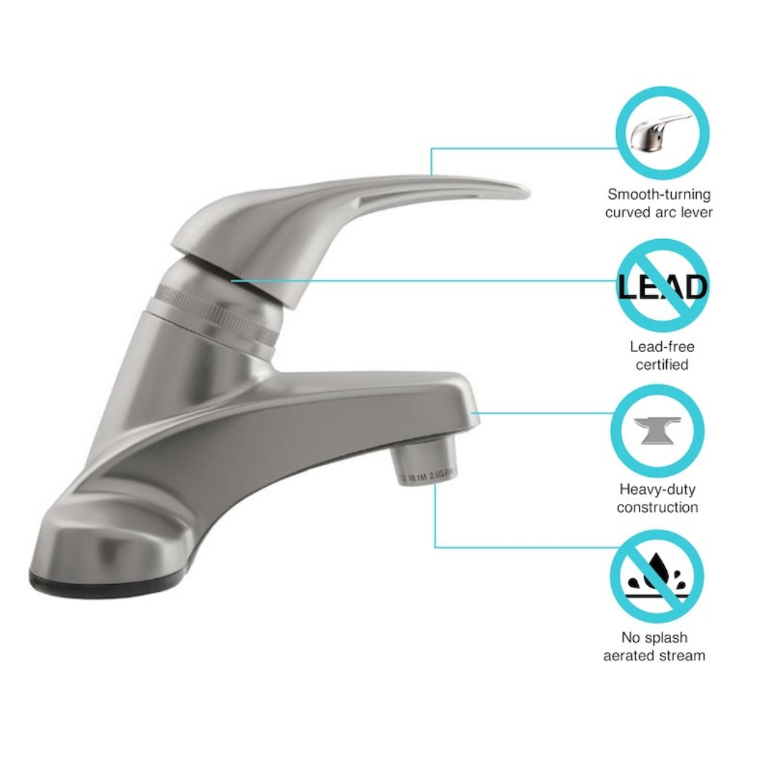 SINGLE LEVER RV LAVATORY, Dura Faucet DF-PL100-SN - Image 3