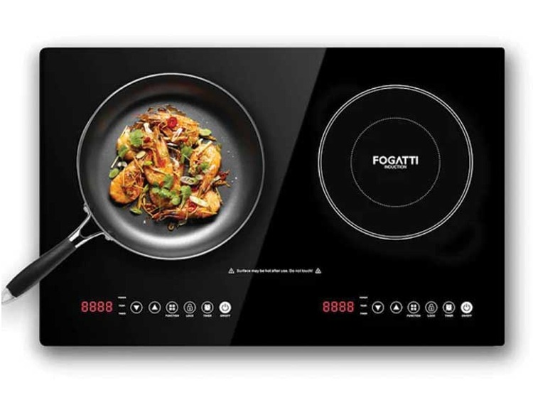 2 Burner Induction Cooktop, 1800 Watt, Black, Fogatti FOIH2B