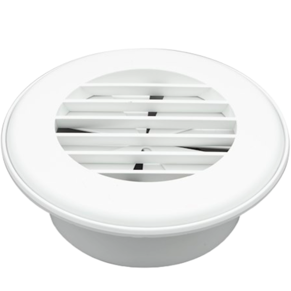 94267 4 inch Polar White Ducted Heat Vent with Damper, JR Products 94267