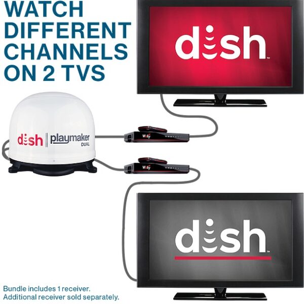 Playmaker Dual Satellite TV Antenna, DISH, Black with Receiver, Winegard PL-8035R