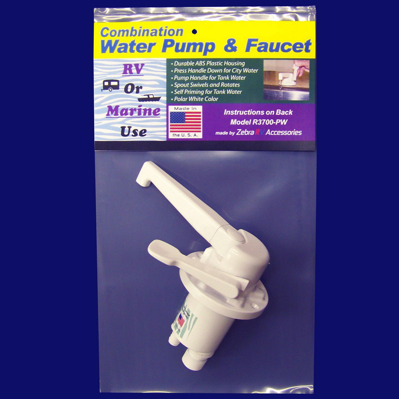 RV Sink Dual Flow Fump Water Pump Facet White, ZEBRA RV ACC R3700P - Image 2