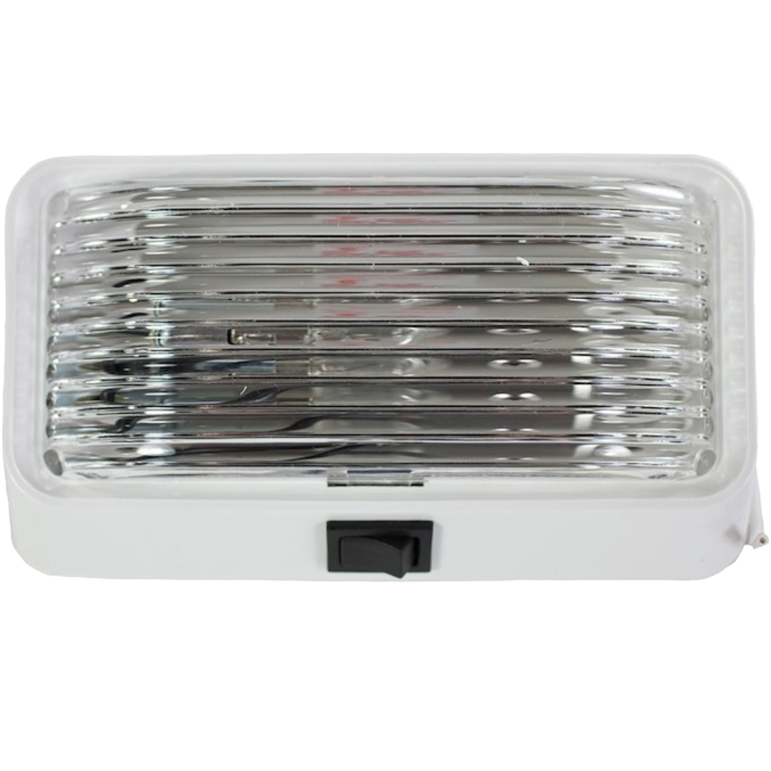 RV Porch Light Clear Lens White Base, Arcon 18104