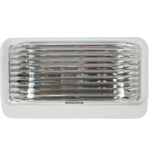 RV Porch Light Clear Lens, White Base, No Switch, Arcon 18102