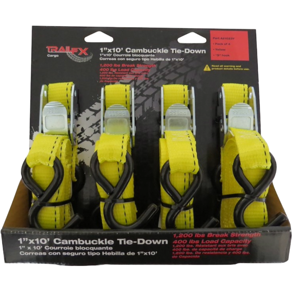 Tie Down Strap Pack Of 4, TrailFX A21023Y