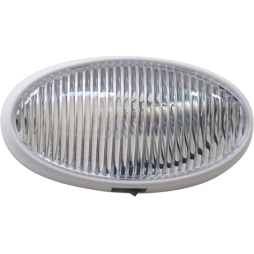 RV Porch Light Clear Lens, White Base, Valterra DG71257VP