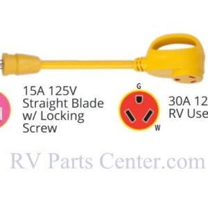 RV Power Cord Adapter 15 amp Male to 30 amp Female, Marinco 1530ARV