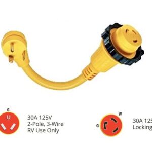 Park Adapter 30 amp Male to 30 amp Locking, Marinco 1PCMRV