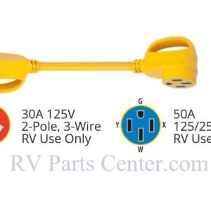 RV Power Cord Adapter 30 amp Male to 50 amp Female, Marinco 3050ARV