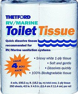 Thetford Value RV Toilet Tissue 1 Ply - 4 Pack, Thetford Corporation 20804