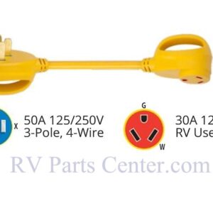 RV Power Cord Adapter 50 amp Male to 30 amp Female, Marinco 5030ARV