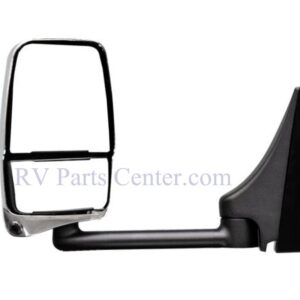 RV Mirror, Driver Side, 13 inch Arm, Mini-Lem, Electric, Chrome-Black, Velvac 719325