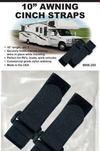 Awning Arm Safety Strap, Set Of 2, 10 Inch Length, Black, AP 02-9295 Awning Arm Safety Strap, Set Of 2, 10 Inch Length, Black, AP 02-9295