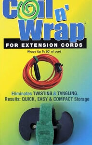 Multi Purpose Strap, Coil N Wrap, Green, Velcro Strap, 16 Gauge Cord Holder, Wraps 50 Foot Of Cord. AP 03-0510