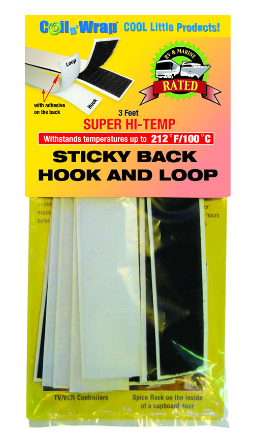 Hook and Loop Tape, Six 6 Inch x 1 Inch Strips, 3 Black And 3 White Strips, High Temperature, Adhesive Backing. AP04-0777