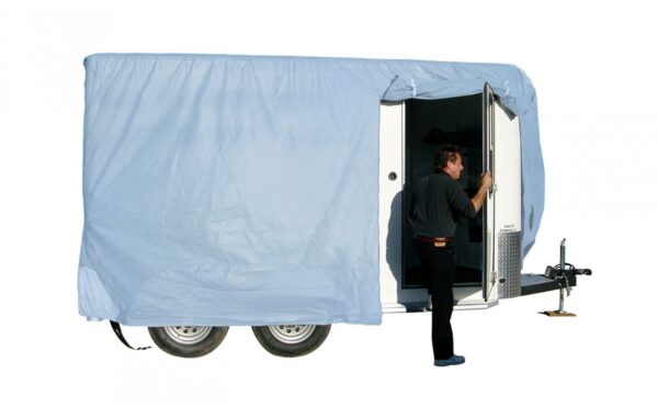 Horse Trailer Cover, SFS AquaShed   , For Bumper Pull Trailers, Fits 10.1 To 12 Foot Trailers; 106 Inch Width x 94 Inch Height, Gray, 3 Layer Fabric. Adco 46002