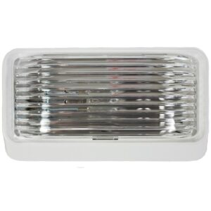 RV Porch Light Clear Lens, White Base, No Switch, Arcon 18102