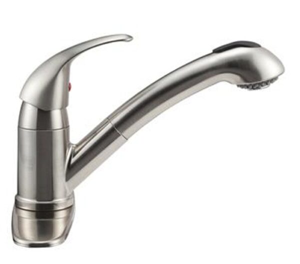 Pull-Out RV Kitchen Faucet, Nickel Plated; Dura Faucet DF-NMK852-SN