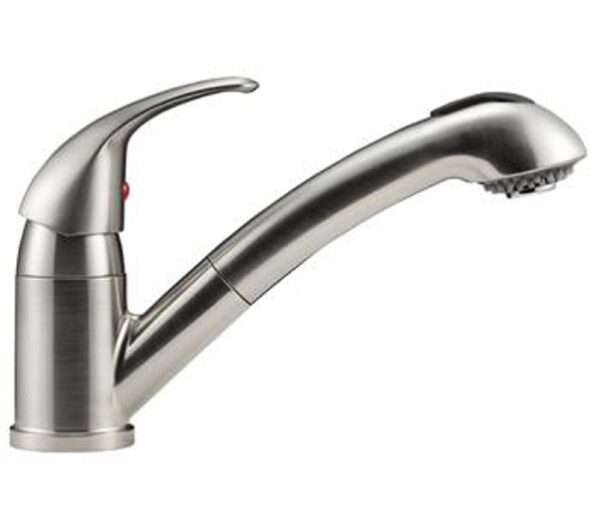 Pull-Out RV Kitchen Faucet, Nickel Plated; Dura Faucet DF-NMK852-SN