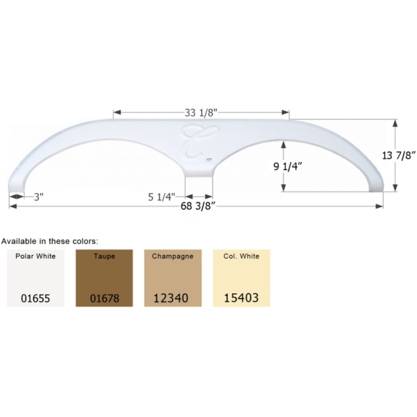 Forest River Cardinal 5th Wheel Travel Trailer Fender Skirt Polar White, Icon FS785