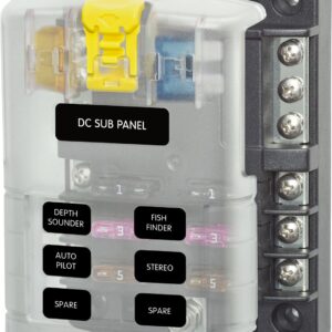 Fuse Block 6 Circuits, Blue Sea 5025-BSS