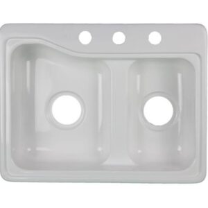 Double Kitchen Sink 24 x 19 x 6 - White KS1924W Double Kitchen Sink 24 x 19 x 6 - White KS1924W