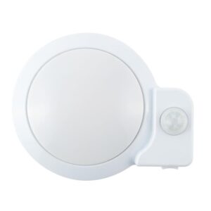 Round Motion Sensor Light; LED; Brushed Nickel; AP Products 016-SON 301 Round Motion Sensor Light; LED; Brushed Nickel; AP Products 016-SON 301