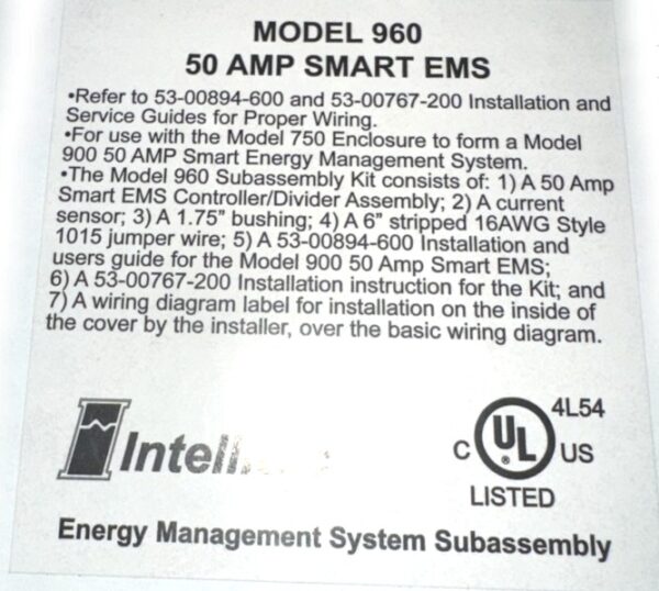EMS Control Board Model 960, Intellitec 00-00894-700