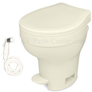 Aqua Magic VI Toilet Foot Flush High w/Sprayer - Parchment, Thetford 31840 Aqua Magic VI Toilet Foot Flush High w/Sprayer - Parchment, Thetford 31840