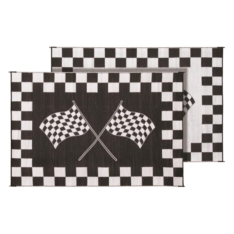 RV Reversible Patio Mat Checkered Flag 8 x 20