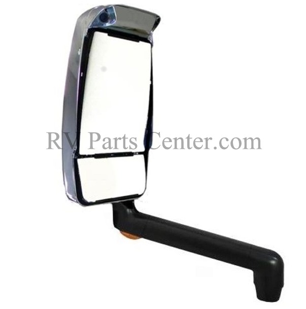 RV Motorhome Mirror, Driver Side, Chrome/Black, w/ Camera, 14 Inch Lighted Arm, Velvac 719503-1