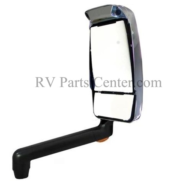 RV Motorhome Mirror, Passenger Side, Chrome/Black, w/ Camera, 14 Inch Lighted Arm, Velvac 719504-1